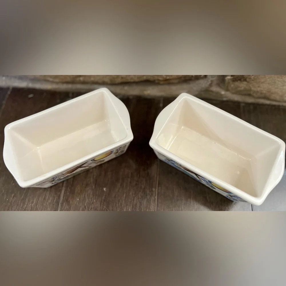Nantucket Ceramic Blue Crab Mini Loaf Bread Baking Pan, Set of 2
